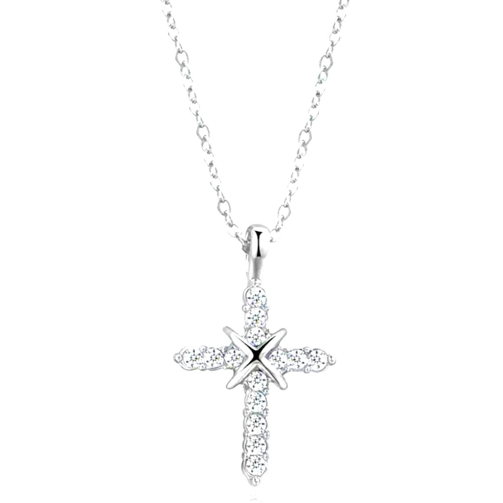 Hallmark Diamonds 14K White Gold 1.5 CT. T.W. Cross Pendant Necklace (18''-20'')